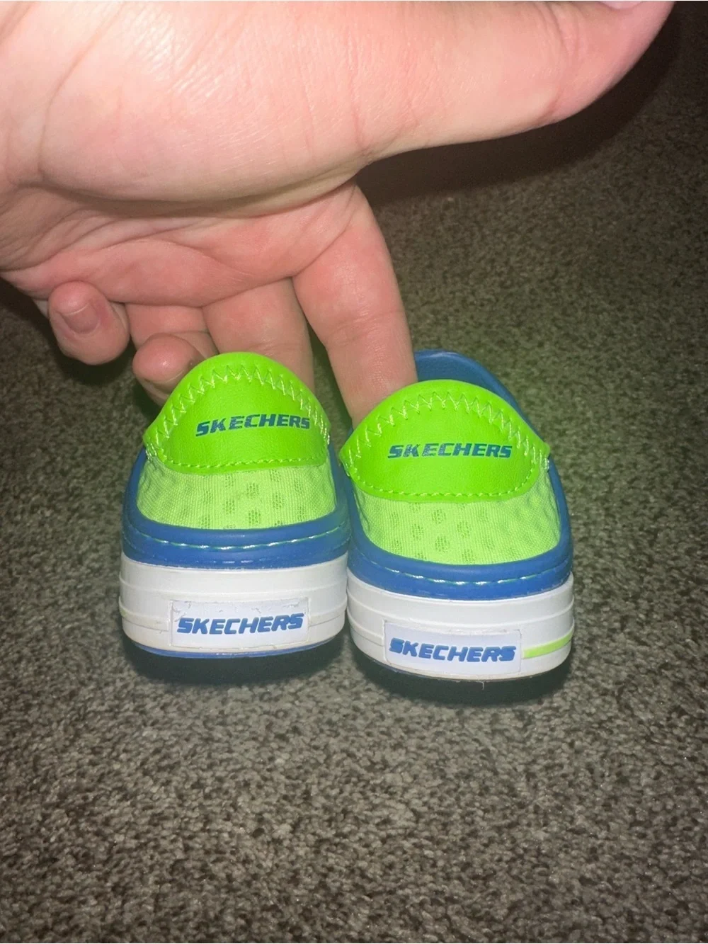 Skechers Toddler Blue Slip-On Water Shoes with Neon Green Lining